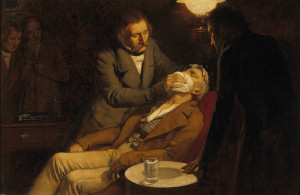 V0018140 The first use of ether in dental surgery, 1846. Oil painting